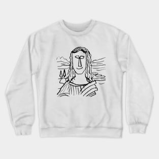 Mona Lisa Fine Line Doodle Crewneck Sweatshirt